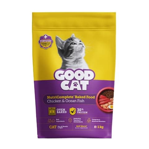 Good Cat Dry Cat Food | Oven Baked | Made with Real Chicken & Ocean 4 Fish Cat Food | 1 kg | Suitable for All Ages | High Palatability | Tuna, Salmon & Mackerel | Essential Taurine for Vision - View 1