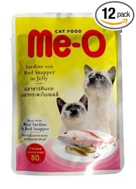 Me-O Adult Cat Food, Sardine with Red Snapper, 80 g (Pack of 12)