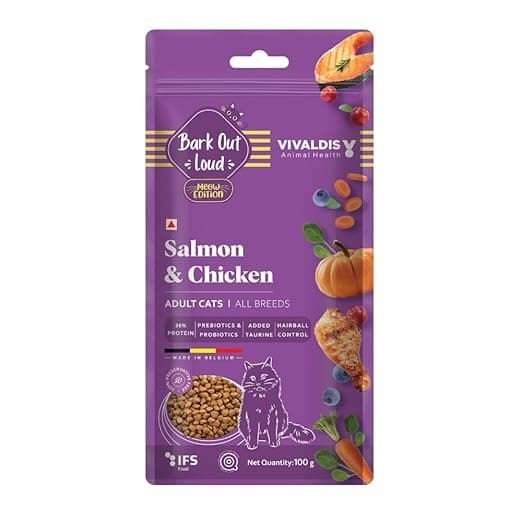 BARK OUT LOUD Bol Adult Dry Cat Food Chicken & Salmon 100 Gm