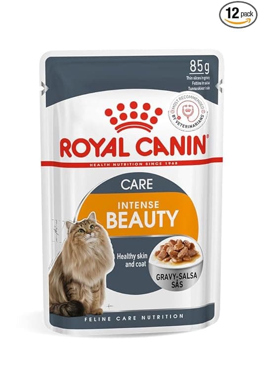 Royal Canin Intense Beauty Adult Cat Food, 85 Grams, Pack of 12 Sachet, Wet Food, Supports Healthy Skin & Coat & Urinary Health, Maintains Ideal Weight - View 1