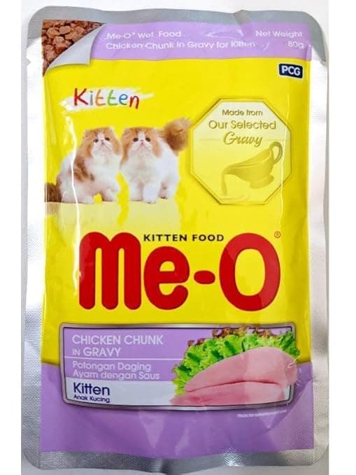 ME-O Kitten Wet Food Chicken Chunk in Gravy 80 G, Pack of 12 (80G X 12, 960G)
