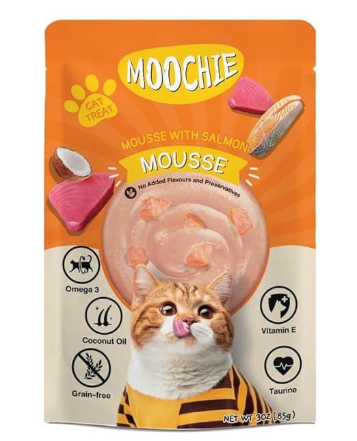 Moochie Mousse with Salmon cat Food Treat Pack of 1 x 85g - View 1