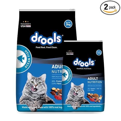 Drools Adult Dry Cat Food 3kg with Free 1.2kg, Total 4.2 kg Pack | Ocean Fish Flavour | Eye Care | Heart Care | Skin and Coat Health | Urinary Tract Health