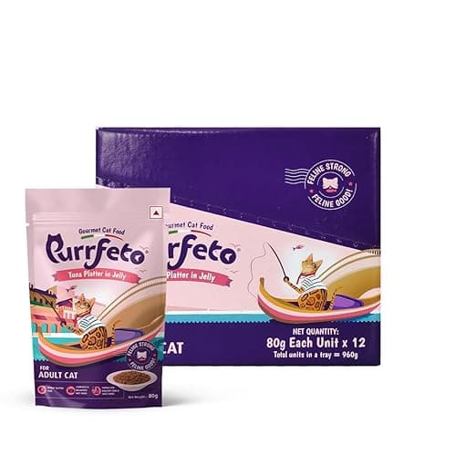 Adult Wet Cat Food | Tuna Platter in Jelly |80 GMS (Pack of 12)| Gluten Free | Supports Hydration |Highly Palatable