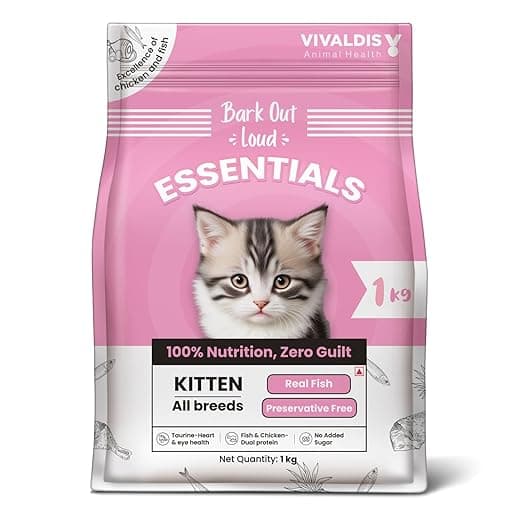 Bark Out Loud Essentials - Dry Kitten Food, Tailored Nutrition for Kittens, Fish & Chicken Kibbles with Added Taurine (1Kg) - View 1