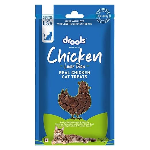 Drools Kitten & Adult Liver Diced, Cat Treats, 35g | Real Chicken Flavour | Rich in Protein | No Artificial Preservatives | Best for Training & Bonding - View 1