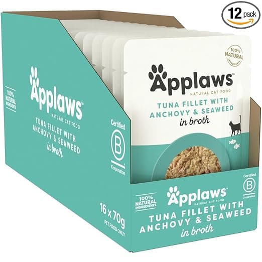 Applaws Adult Premium Cat Wet Food 70G Tuna Fillet With Whole Anchovy In Broth (Pack Of 12)