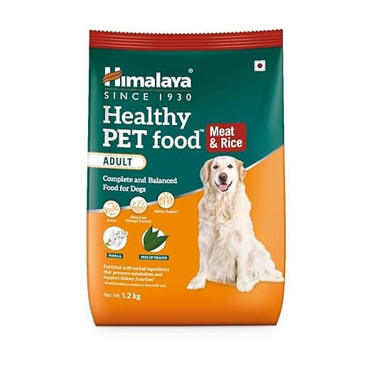 Himalaya Healthy PET Food for Adult Dogs | Meat & Rice | 1.2kg | Complete & Balanced Nutrition with Mountain Knot Grass, Tree of Heaven & Guduchi