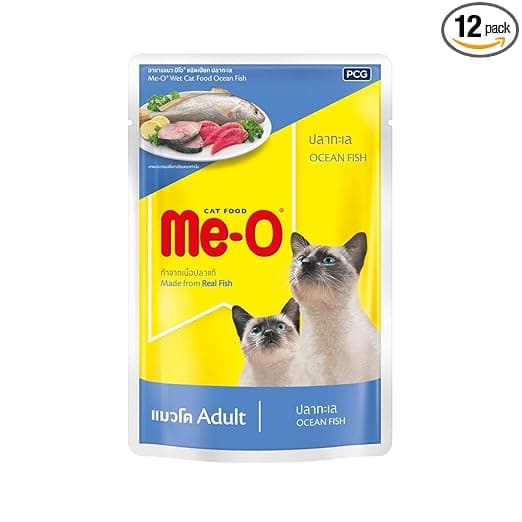 ME-O Wet Pouch Adult CAT Food Ocean Fish Flavour 80 G Pack of 12, 960g