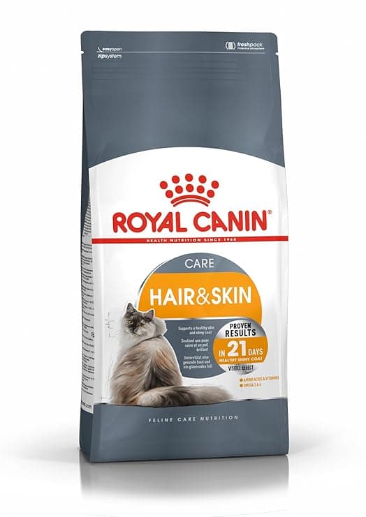 Royal Canin Skin & Hair Care for Adult Cats, 400 Grams, Dry Food with Added Amino Acids, Vitamins, and Omega 3 and 6, Supports Healthy Skin and Shiny Coat, Proven Results in 21 Days - View 1