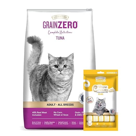 Grain Zero Adult Dry Cat Food 1.2kg + 75g Creamy Treat (Free) | Tuna | 48% Fresh Fish Inclusion, No Grain Formula, No Gluten | Promotes Healthy Skin & Coat | All Breeds - View 1