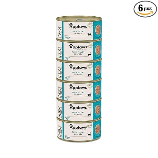 Applaws Natural Premium Wet Cat Food for Adult Cats, Tuna Fillet Pack of 6 x 70g Cans