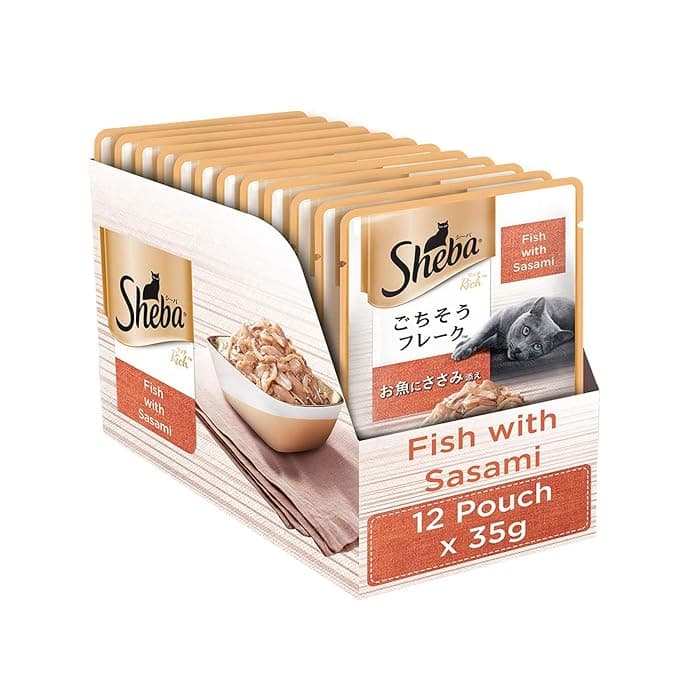 Sheba Rich Premium Wet Cat Food , Fish with Sasami, 12 Pouches (12 x 35g) - View 1
