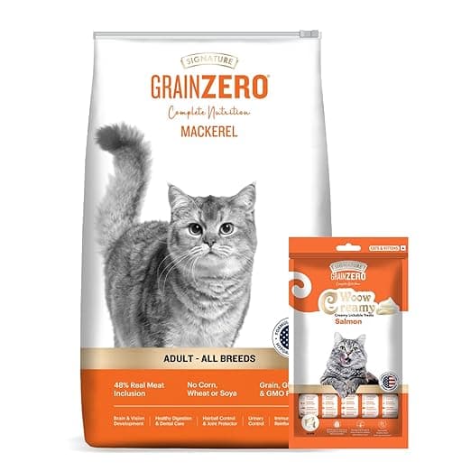 Grain Zero Adult Dry Cat Food 1.2kg + 75g Creamy Treat (Free) | Mackerel | 48% Fresh Fish Inclusion, No Grain Formula, No Gluten | Promotes Healthy Skin & Coat | All Breeds - View 1