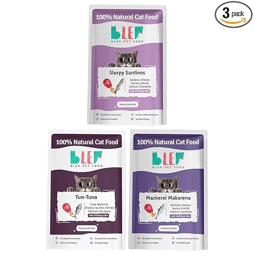 BLEP Mackerel Tun Tuna and Sardine Combo of Natural Cat Food 100g | 3 Packs|Zero Preservatives|Aids Joint Health & Digestion|Collagen Rich| Human Grade, Natural Wet Cat Food|Ideal for All Breeds - View 1