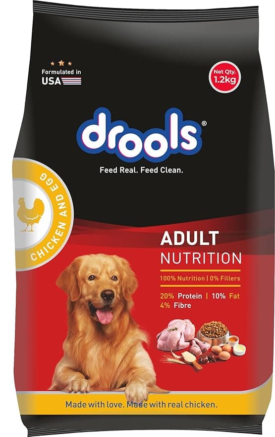 Drools Dry Dog Food Adult 1.2kg Pack | Chicken and Egg Flavour | Omega 3 & 6 for Healthy Growth | Better Digestibility & Health | Maintains Joint Health