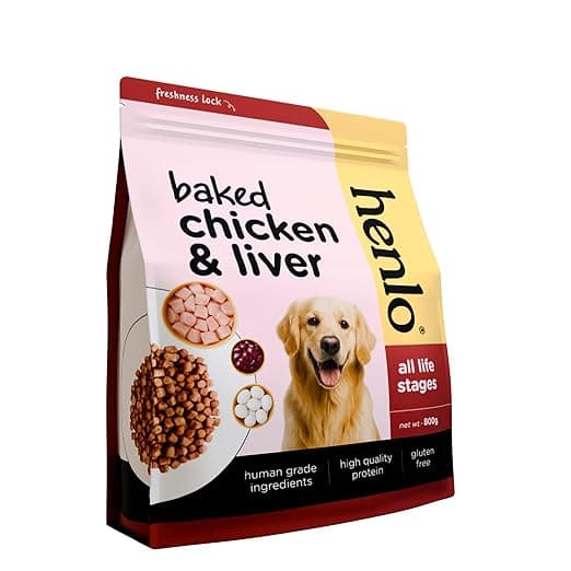 Henlo Baked Chicken & Liver Dry Dog Food | 100% Human Grade Ingredients | 800G | Dry Food for Adult Dogs & Puppies