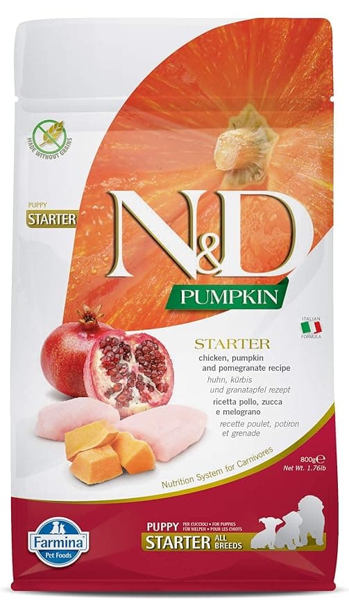 Farmina N&D Pumpkin Starter Puppy Dog Food | Chicken, Pumpkin & Pomegranate | Rich in Anti-oxidants| Complete Food for Puppies | 0.8kg | No Artificial Preservatives