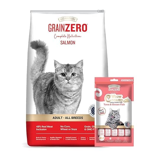 Grain Zero Adult Dry Cat Food 1.2kg + 75g Creamy Treat (Free) | Salmon | 48% Fresh Fish Inclusion, No Grain Formula, No Gluten | Promotes Healthy Skin & Coat | All Breeds - View 1