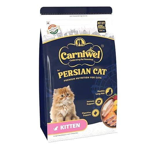 Carniwel Persian Kitten Dry Cat Food with Antarctic Krill | 3X Healthy Skin & Coat | Easy Digestion & Hairball Reduction, 400gm