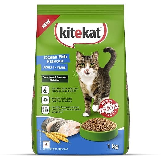 Kitekat Adult (1+ Years) Dry Cat Food, Ocean Fish Flavour, 1kg | Complete and Balanced Nutrition for Adult Cats