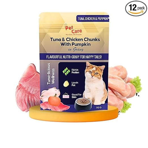 Wet Cat Food, Pure Tuna & Chicken Chunks with Pumpkin (Pack of 12) | Wet Food for Kittens | All Life Stages - View 1