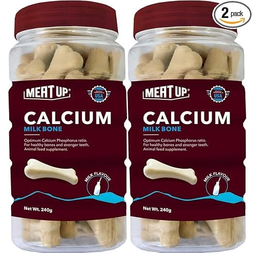 Meat Up Calcium Bone Jar, Dog Supplement Treats For All Life Stages - Meat Flavour, 240 g, 30 Pieces (Buy 1 Get 1 Free)