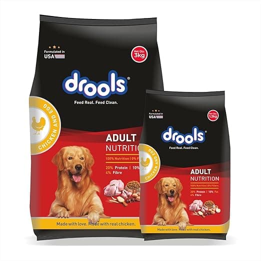 Drools Adult Dry Dog Food 3kg with Free 1.2kg, Total 4.2kg Pack | Chicken and Egg Flavour | Active behaviour | Digestive Health | Immunity | Better Digestbility & Health