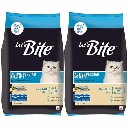 Let's Bite Active Persian Dry Adult Cat Food, 400g (Buy 1 Get 1 Free), Total 800g Pack - View 1