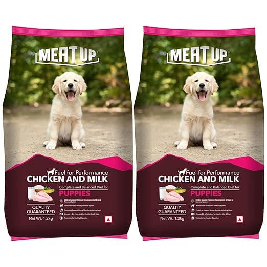 Meat Up Puppy Dry Dog Food, Chicken and Milk Flavour 1.2Kg (Buy 1 Get 1 Free) Total 2.4Kg Pack