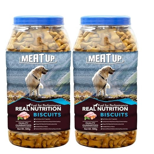 Meat Up Dog Treats Biscuits 500g + 500g (Free) 1kg | Mutton Flavour| Buy 1 Get 1 | Remove Plaque & Starter Build-up | Vitamins & Minerals | Promotes Lustrous Coat