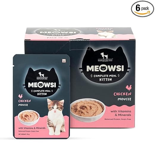 Meowsi by HUFT Chicken Mousse Kitten Wet Food - 70 gm | Pack of 6 | Nutritious Wet Cat Food for Kittens | Cat Food Gravy for Junior Kittens (2-12 Months) | Healthy & Tasty Meal - View 1