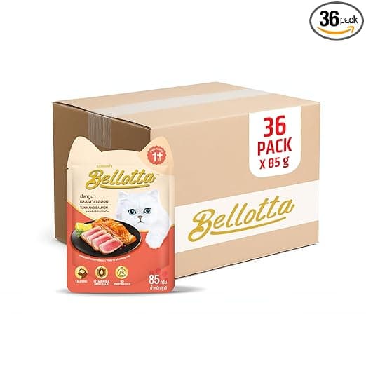 Bellotta Premium Wet Food for Cats and Kittens, Tuna and Salmon, 85 g (Pack of 36) by DogsNCats