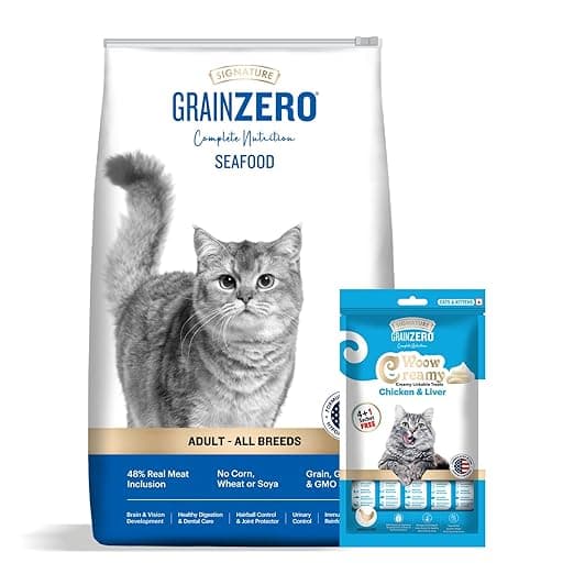 Grain Zero Adult Dry Cat Food 1.2kg + 75g Creamy Treat (Free) | Sea Food | 48% Fresh Fish Inclusion, No Grain Formula, No Gluten | Promotes Healthy Skin & Coat | All Breeds - View 1