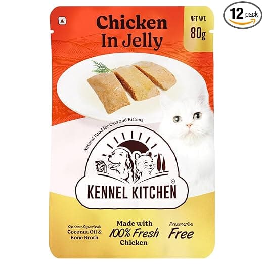 Kennel Kitchen Grain Free Wet Cat Food for Adults and Kittens, Chicken in Jelly, 12 Pouches (12 x 80 GMS) - View 1
