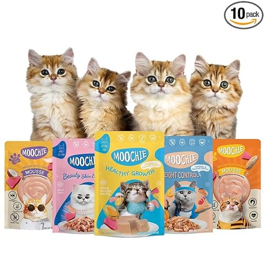 PETS EMPIRE Moochie Tasty Wet Cat Food, Grain Free Cats Gravy Meal, No Artificial Flavours Kitten Food, Non-Vegetarian Cat Foods Pouch, All Flavours Mix for Adults & Kittens (85 g Pack X 10) - View 1