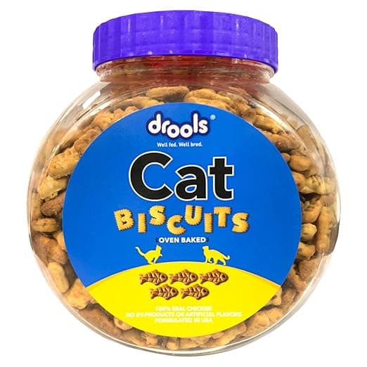 Drools Adult Cat Treat Biscuits 400g Jar | Real Chicken Flavour | Active behaviour | Oral Health | Training and Behaviour