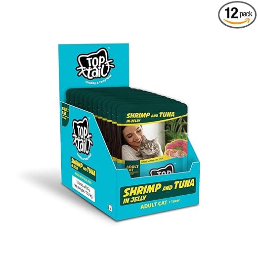 Wet Cat Food Jelly Form | for 1+ Year Adult Cat Food High Protein & Omega 3, Healthy Skin & Coat | No Artificial Preservatives | (85g Each Pack) (Pack of 12, Shrimp & Tuna Fish) - View 1